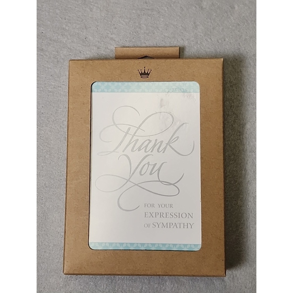 Blue Gray Thank You Expression Sympathy Blank Inside Hallmark Cards - Set of 24